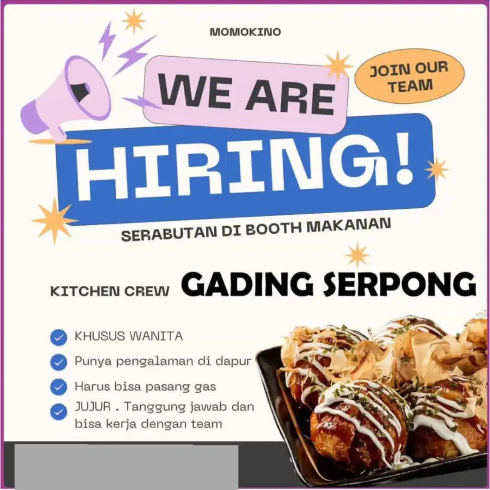Dibutuhkan Crew Masak HANYA UNTUK YANG BERPENGALAMAN DI DUNIA KERJA