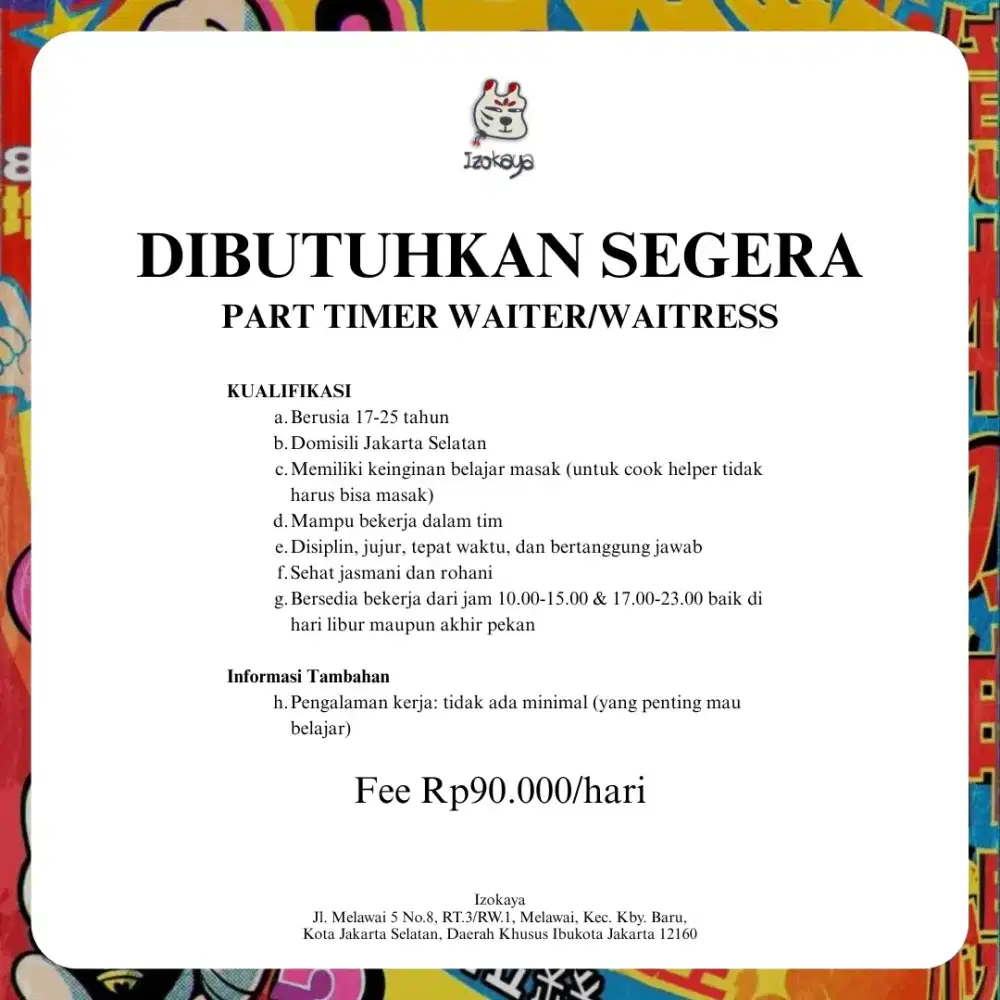 LOKER PART TIME WAITER/WAITRESS