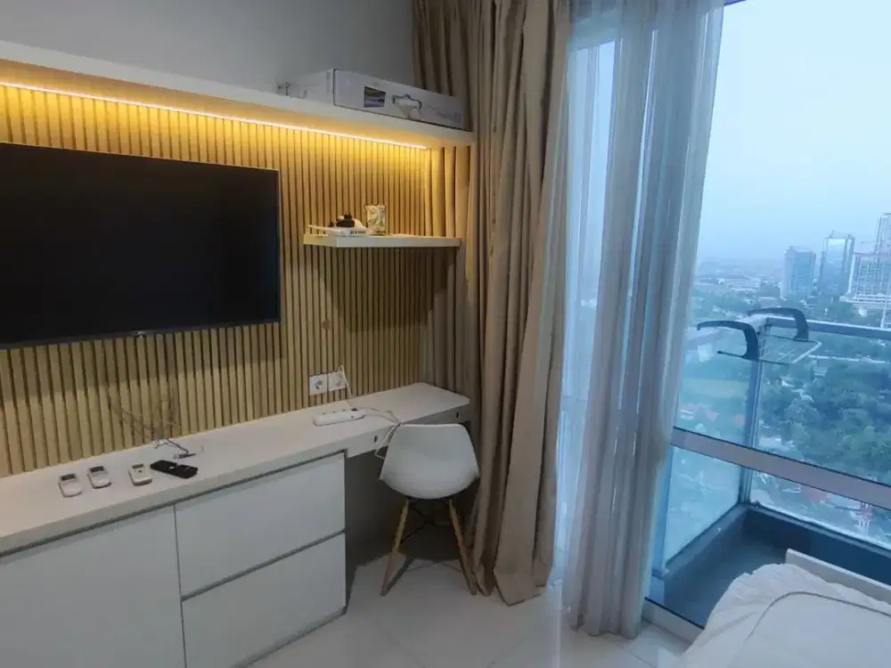 Disewakan Apartemen Puri Mansion Studio 21 m2 Furnish Interior Estetik Termurah 24 Juta/Tahun