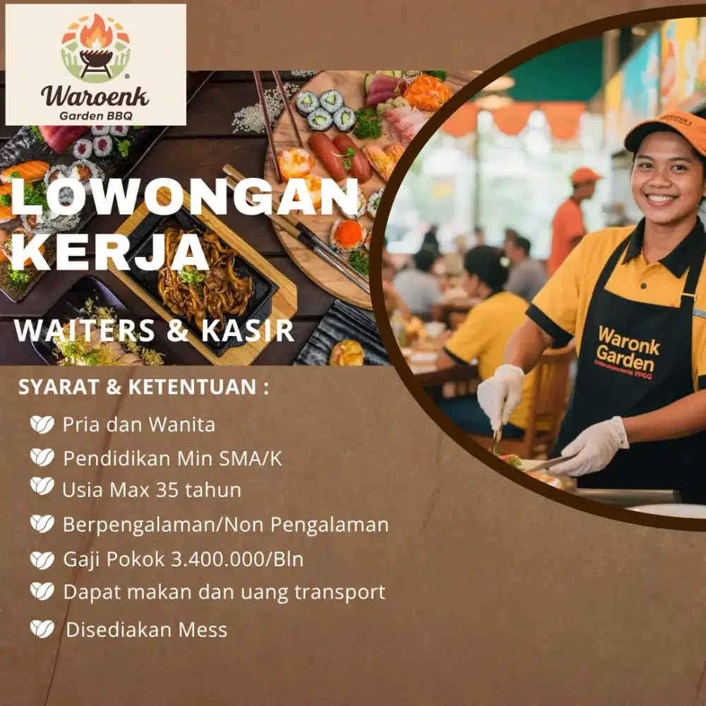 Dicari karyawan siap kerja untuk resto