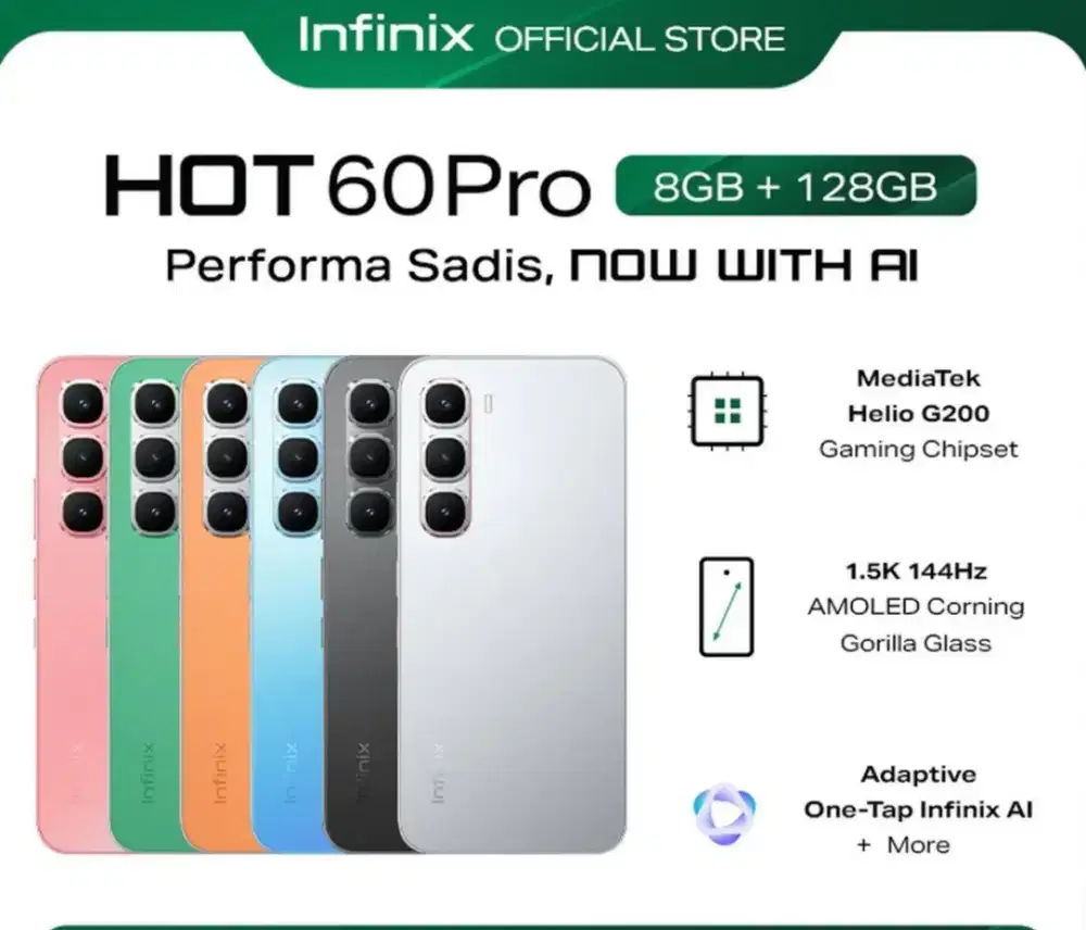 Infinix Hot 60 Pro 8/128GB, Helio G200, 6.78 inch 144Hz AMOLED, 50MP