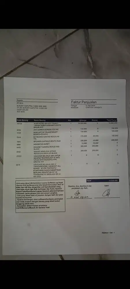 Laptop bekas baru pakai 5 bulan