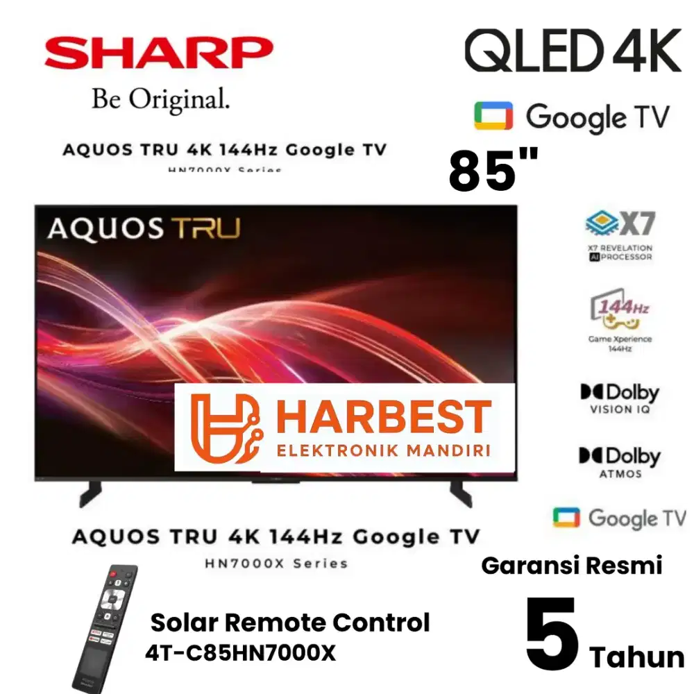 TERMURAH! SHARP QLED 4K Google TV 85 Dolby Atmos 144 Hz 4T-C85HN7000X