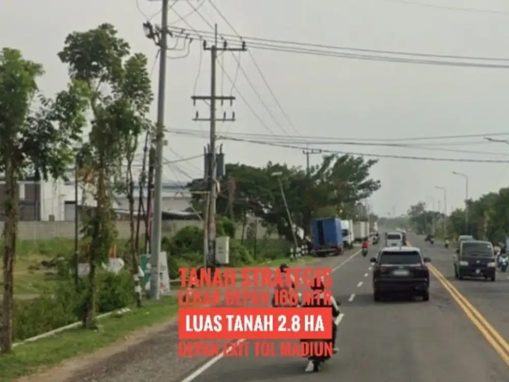 [H], Tanah Baguss LD 100 mtr, Dpn Gerbang TOL Dumpil MADIUN Strategis