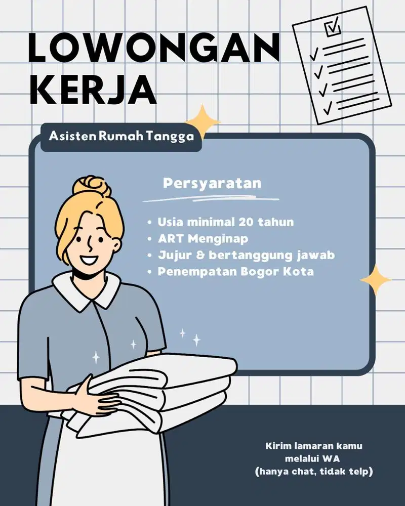 Lowongan ART & pengasuh menginap bogor kota