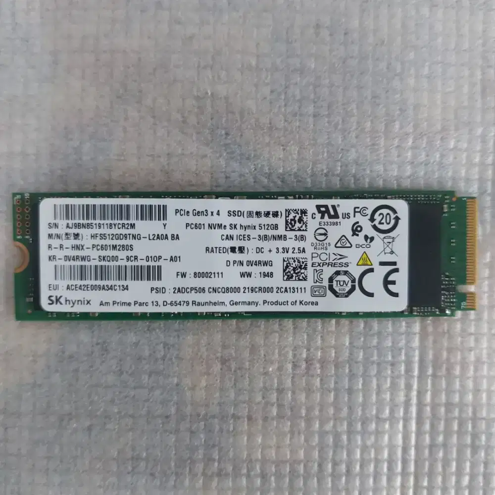 SSD NVMe merk SK Hynix 512 GB