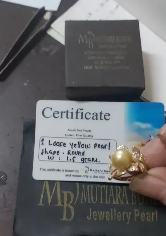 Murah cincin mutiara air laut asli ada memo sertifikatnya
