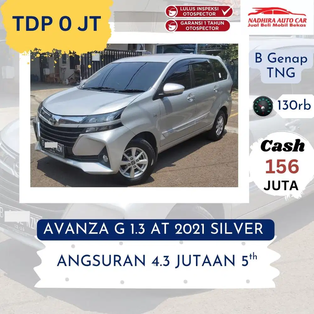Promo TDP 0 Rupiah Avanza G 1.3 AT 2020 Silver
