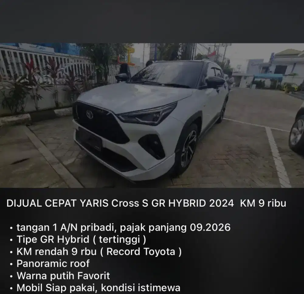 Dijual
Toyota Yaris Cross S GR Hybrid 2024