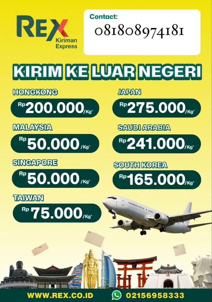 Kirim Paket ke Malaysia Taiwan Singapore