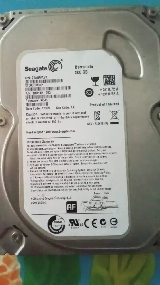 Harddisk Seagate 500gb sdh terinstall win 10