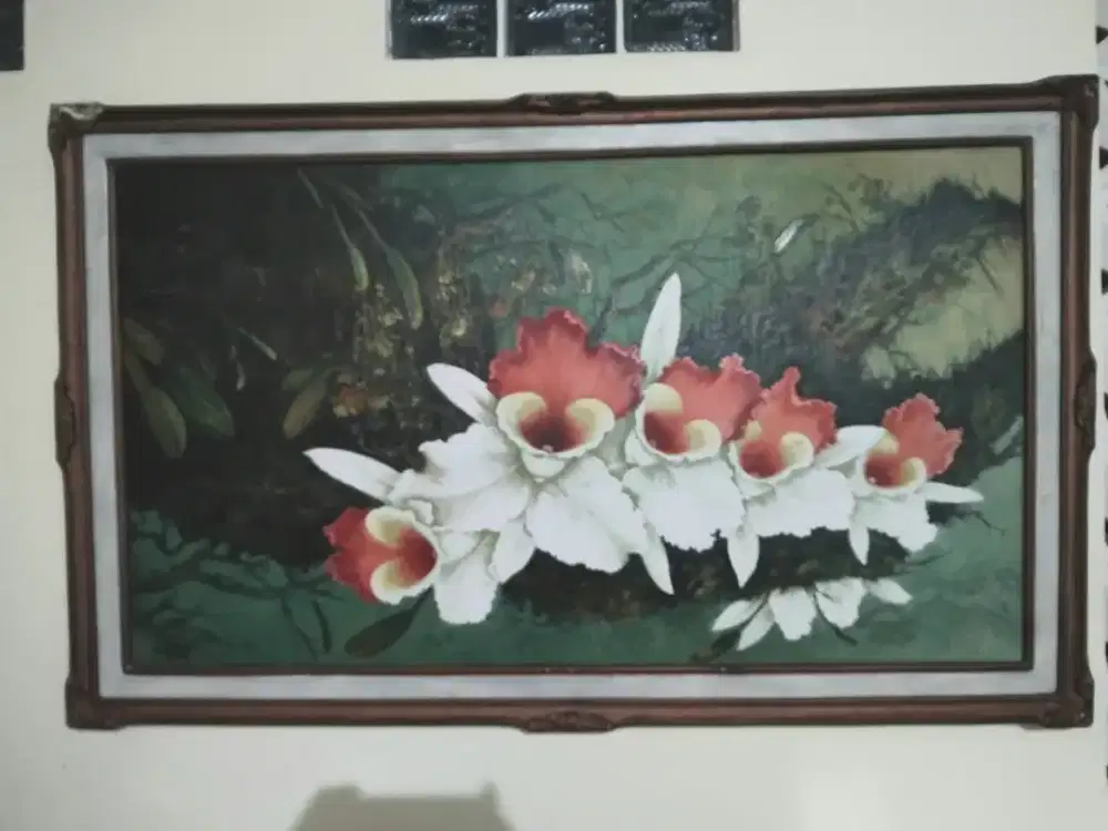Jual lukisan bunga canvas cat minyak ukuran 155Cm x 97Cm