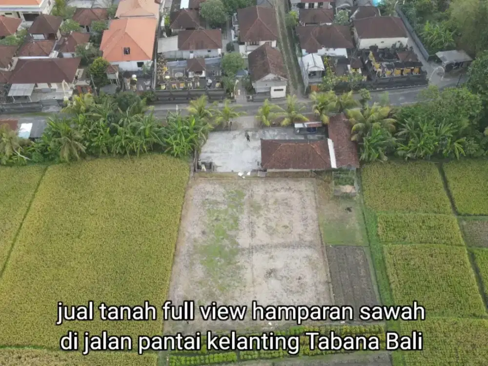 FULL VIEW SAWAH Dijual tanah di jln pantai kelating Tabanan Bali.