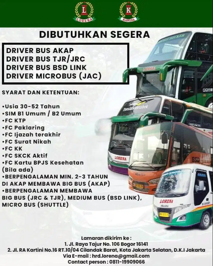 lowongan driver lorena
