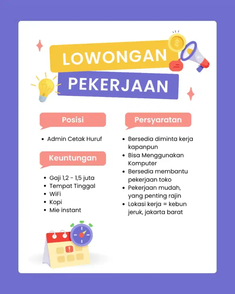 Lowongan Kerja Admin Huruf