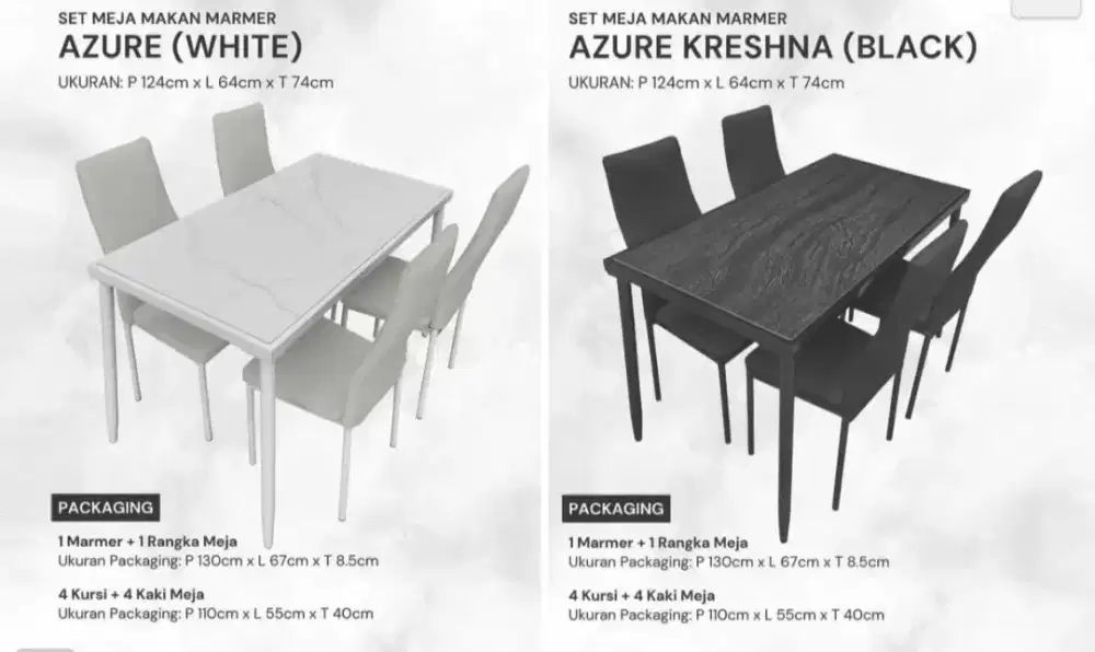 Meja makan granit 4 kursi