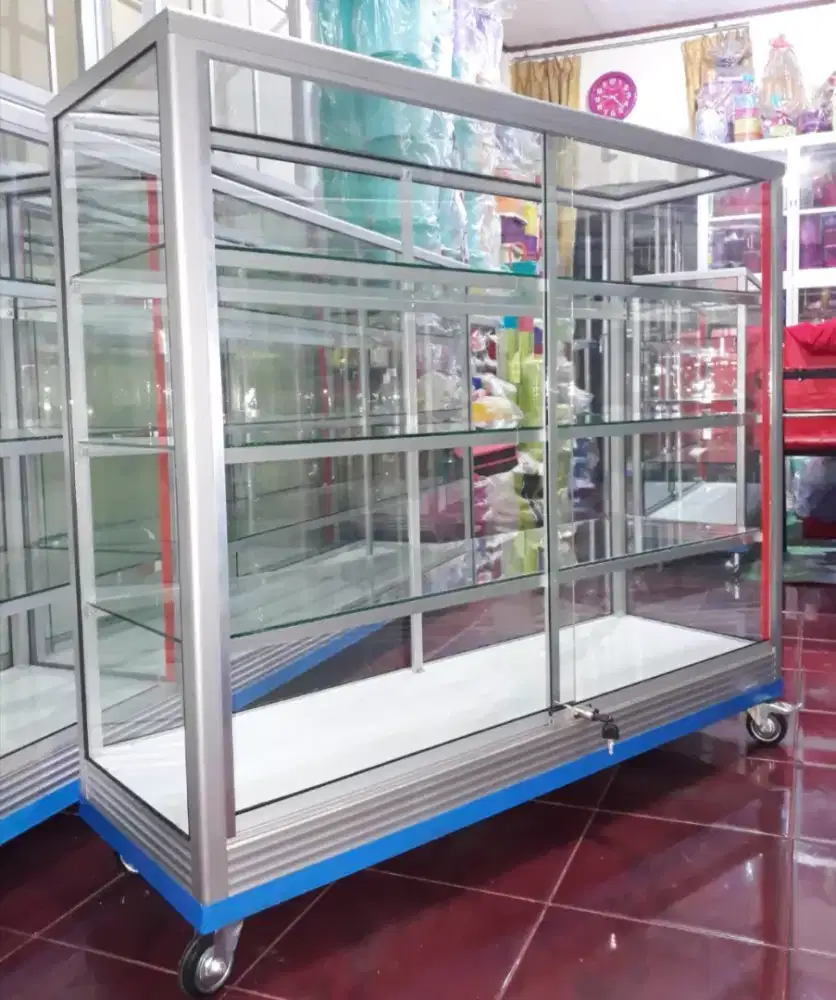 Etalase Pakai RODA BESAR & SIKU BESI Panjang 1,2M Buat Toko dll