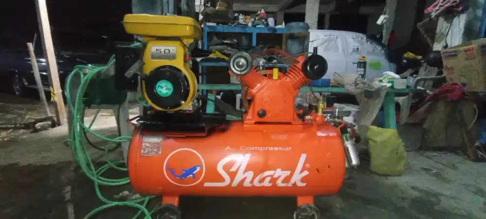 Kompresor Shark 1HP Mesin Robin EY 200 5HP Normal Semua Siap Pakai