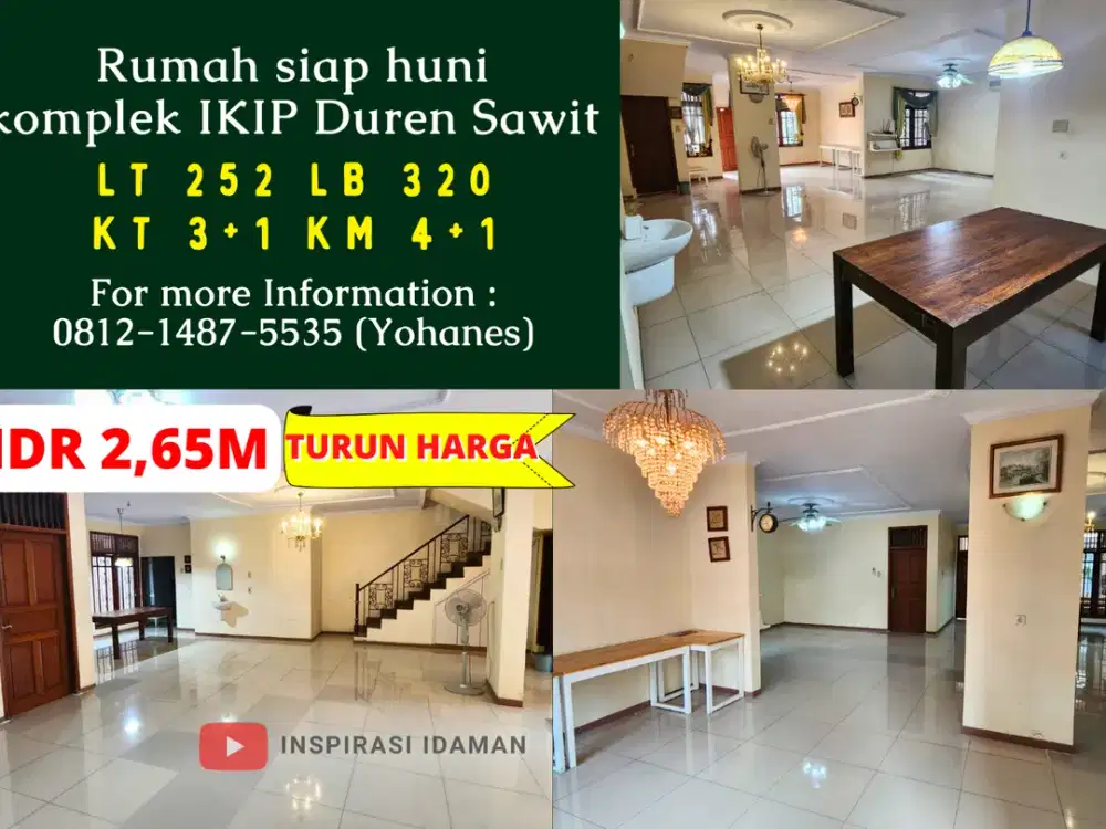 Rumah 252mtr siap huni komplek IKIP Duren Sawit