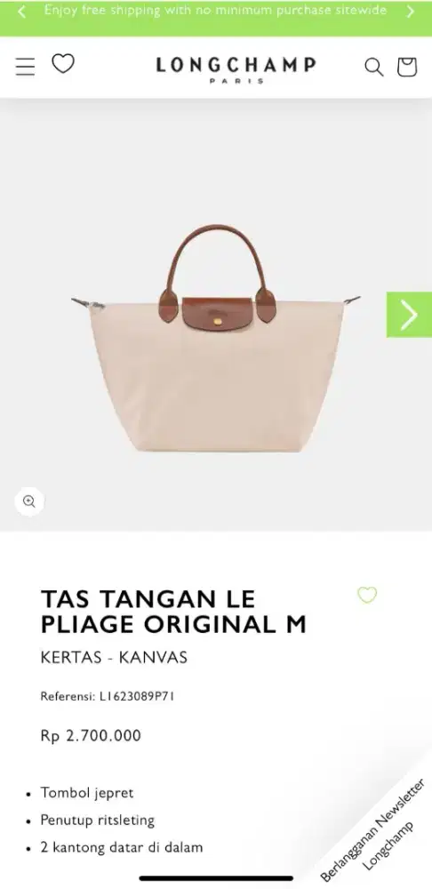 Jual Rugi (Butuh Uang) Tas Long Champ Le Pliage Original