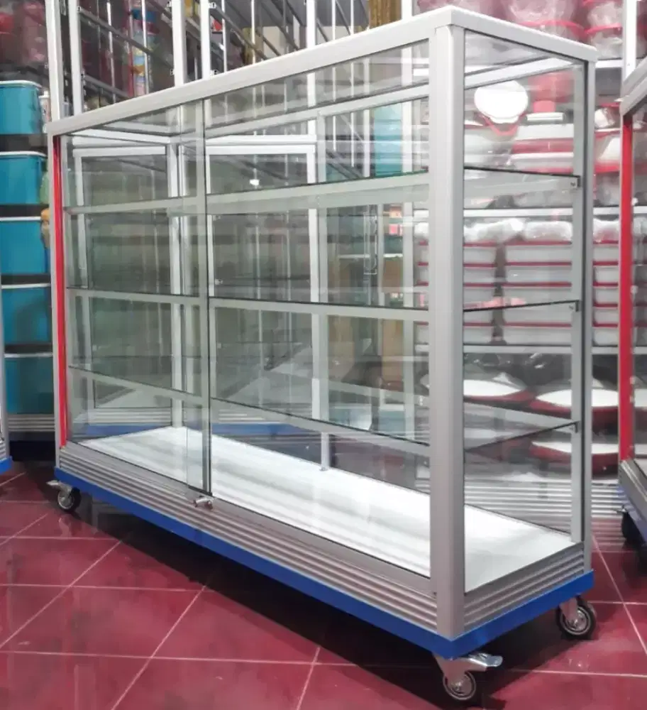 Etalase 1,5Mx1M Pakai Siku Besi + RODA BESAR Siap Kirim