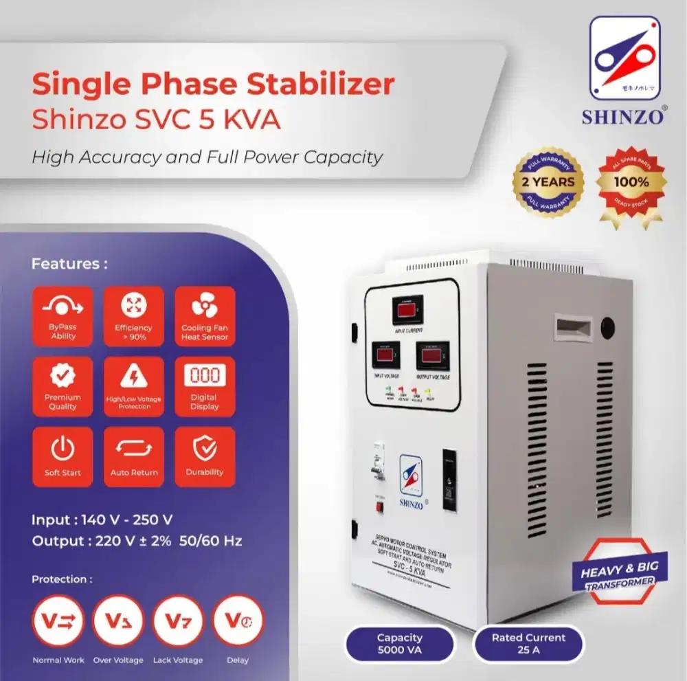 Stabilizer Shinzo SVC - 5 KVA 5000w