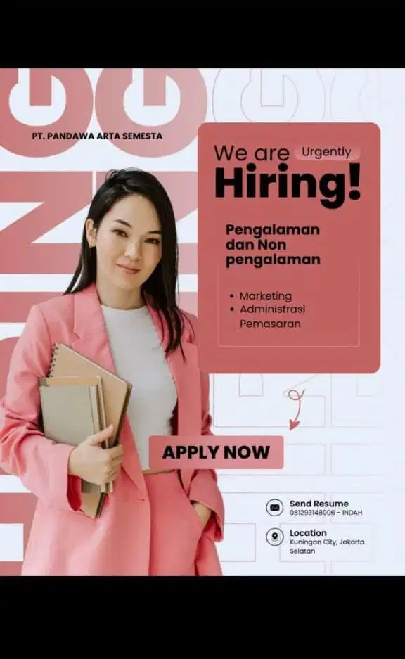 OPEN LOKER UNTUK STAFF ADMIN SUPPORT MARKETING DAN STAFF TELEMARKETING