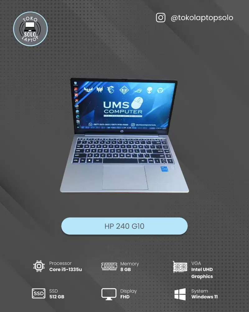 HP 240 G10 INTEL CORE I5 1335U Ram 8GB SSD 512GB FHD
