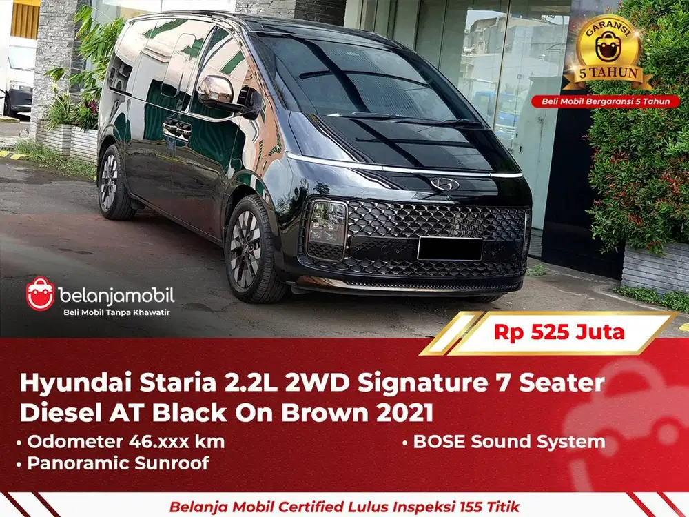 [GARANSI 5TH] Hyundai Staria 2.2L 2WD Signature 7 Seater AT 2021/2022