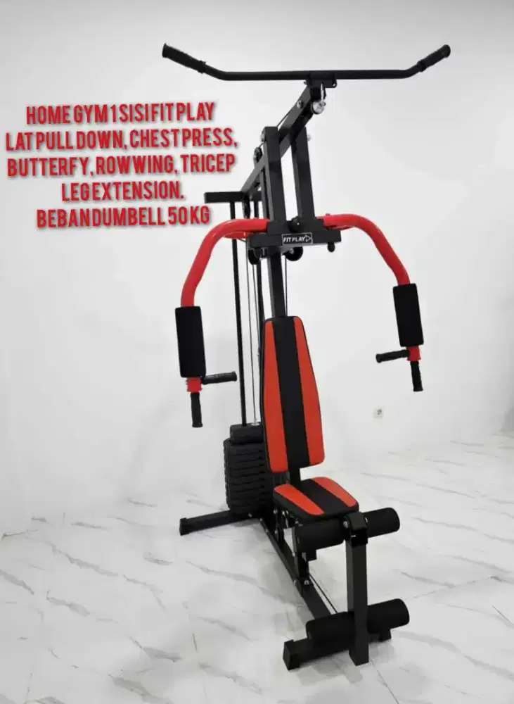 PROMO ALAT FITNESS BARU HOME GYM 1 SISI FIT PLAY BEBAN 50 KG