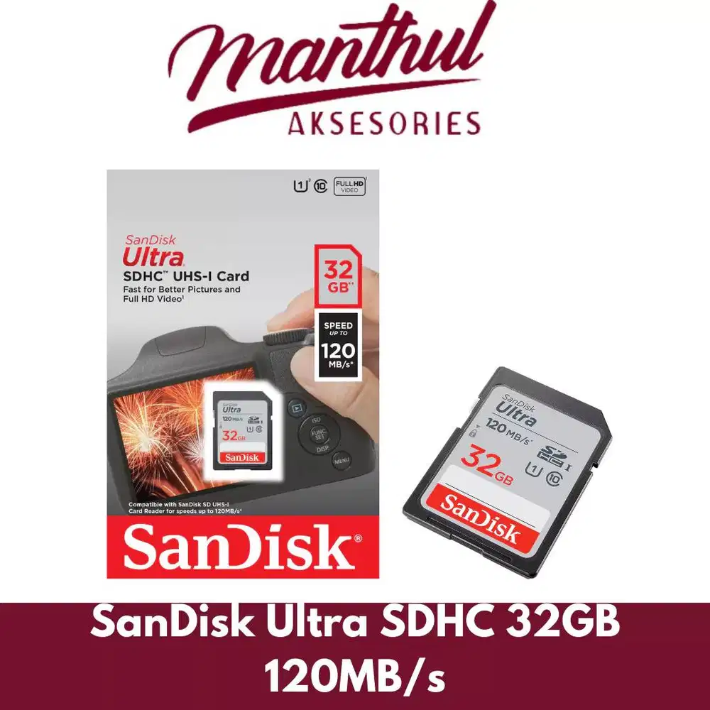 SanDisk Ultra SDHC UHS-I Card 32GB 120MB/s Class 10 FHD Video SD Card