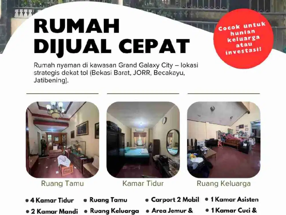 Dijual rumah Grand Galaxy Park Bekasi