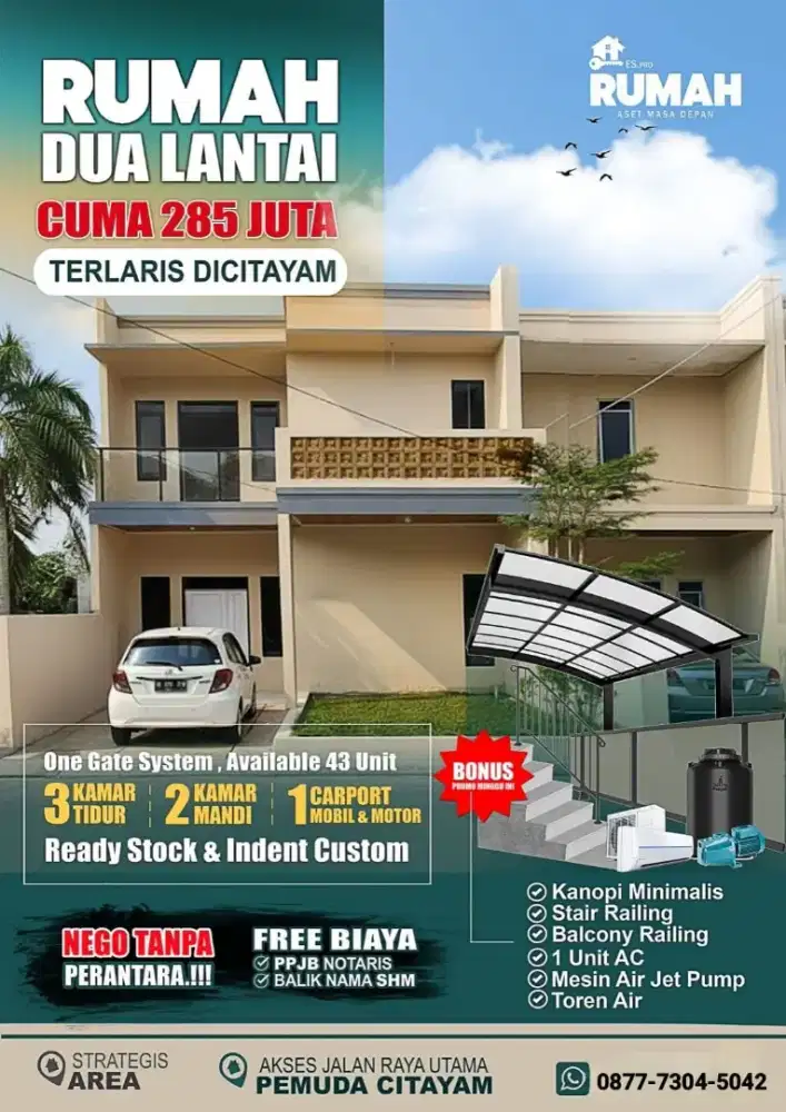 RUMAH 2 LANTAI HARGA 1 LANTAI
