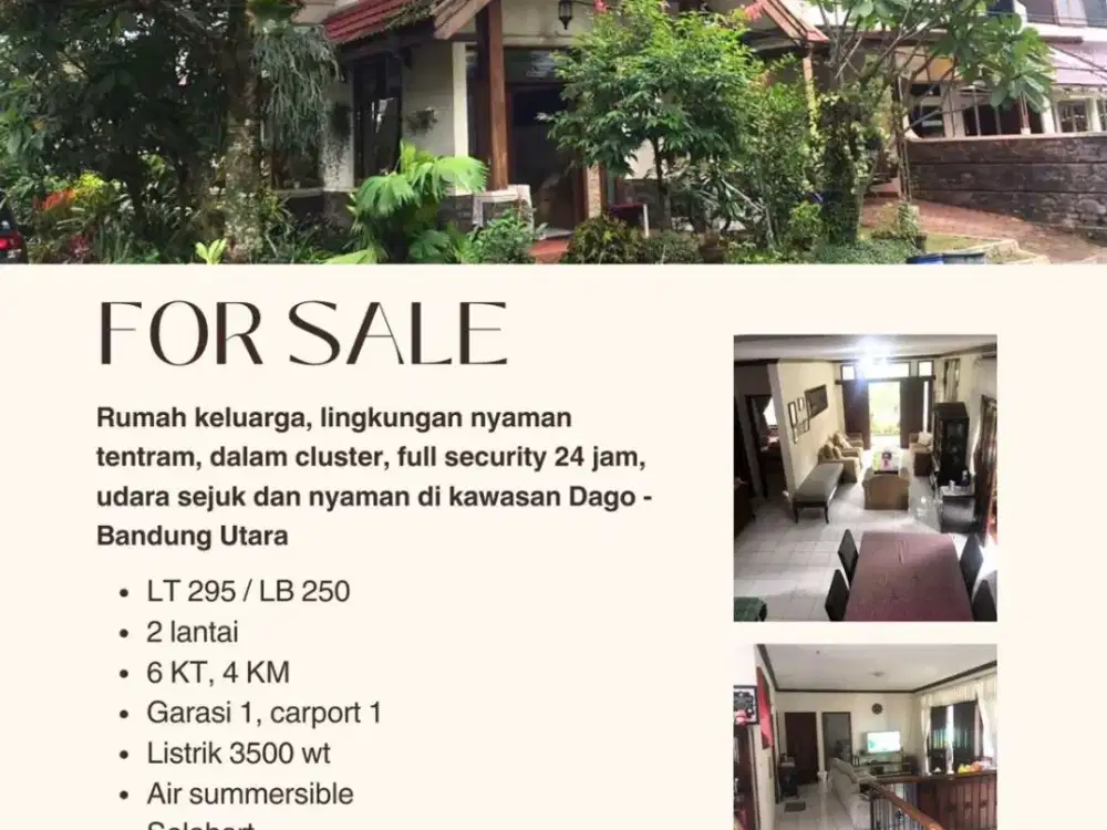 rumah asri sejuk  khas Bandung utara lt295/250 hrg4,5M di tubagus ismail dago