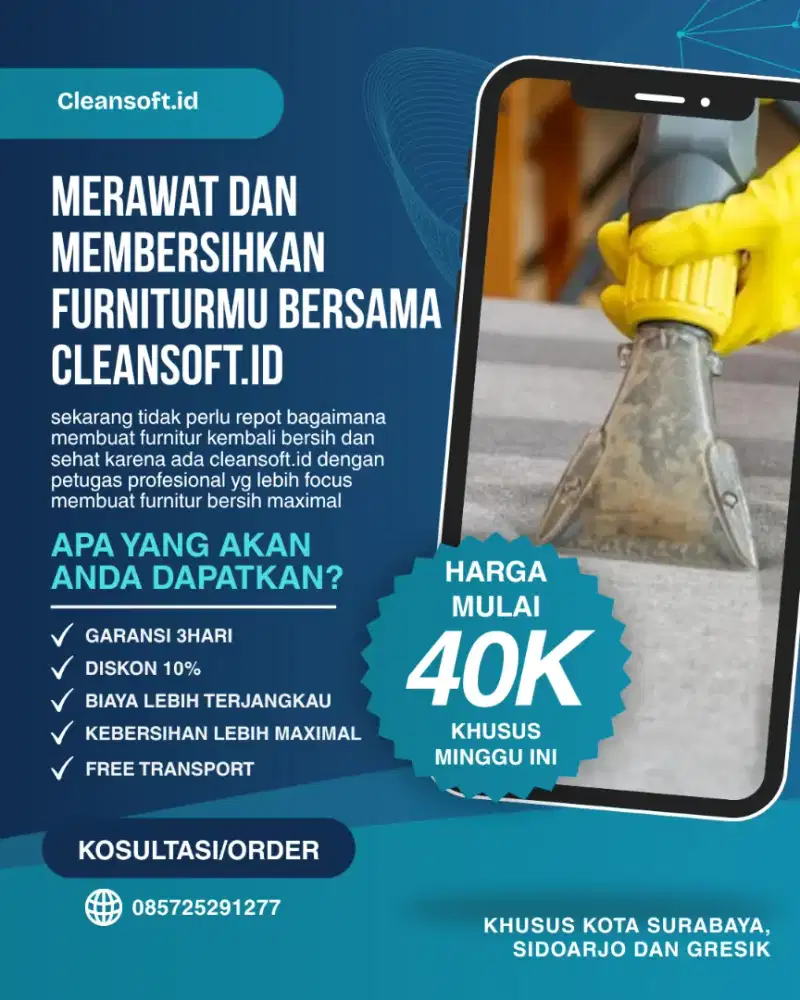 Cuci sofa, kasur dan jok mobil