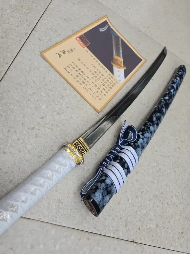 Pedang samurai wakizhashi Byakko noHa baham baja T10 real hammon