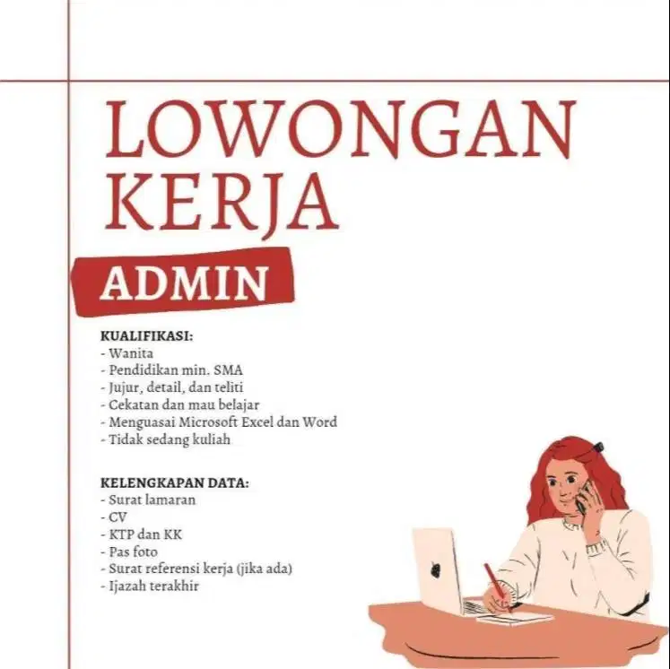 Admin CS Marketplace tiktok / shopee (wajib berpengalaman)