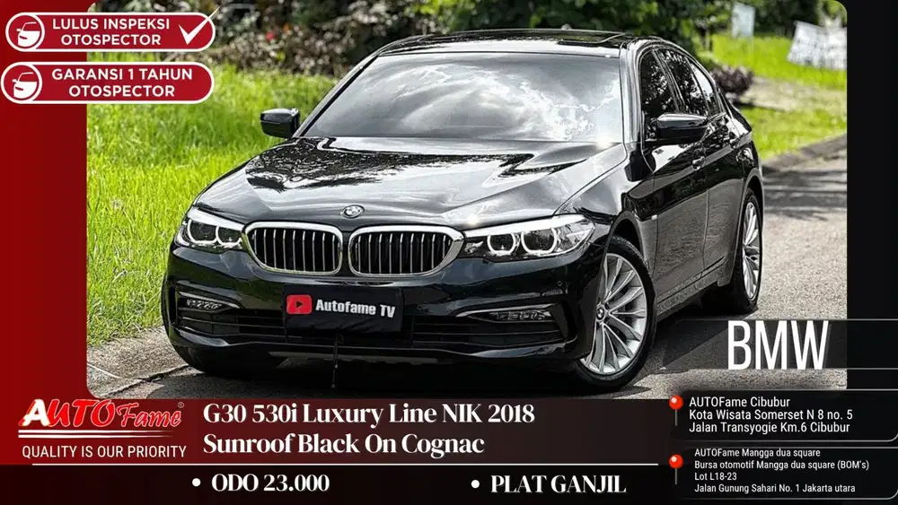 ODO 23RB BMW G30 530i Luxury Line NIK 2018 Sunroof Black On Cognac Gre