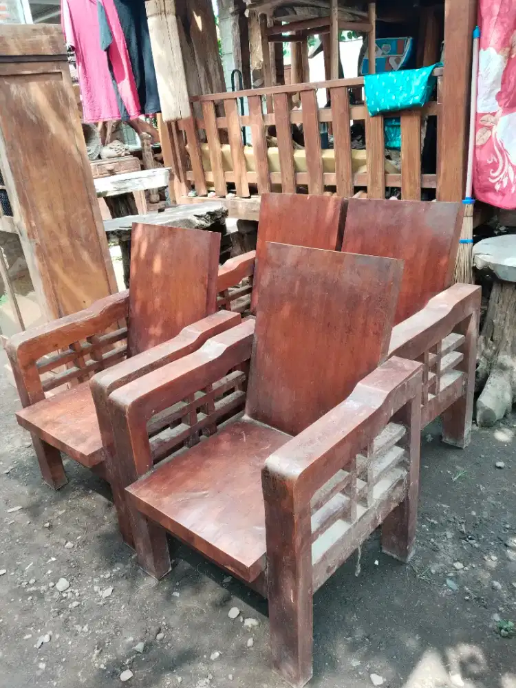 Meja kursi set jati tebal lawas utuhan