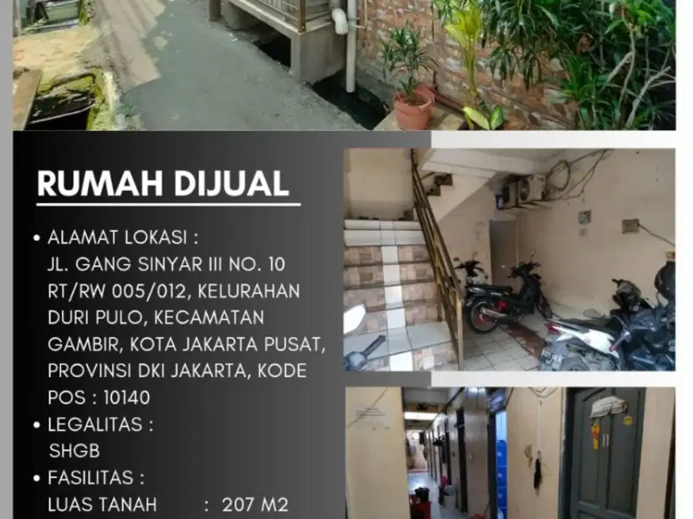 dijual rumah duri polo, gambir