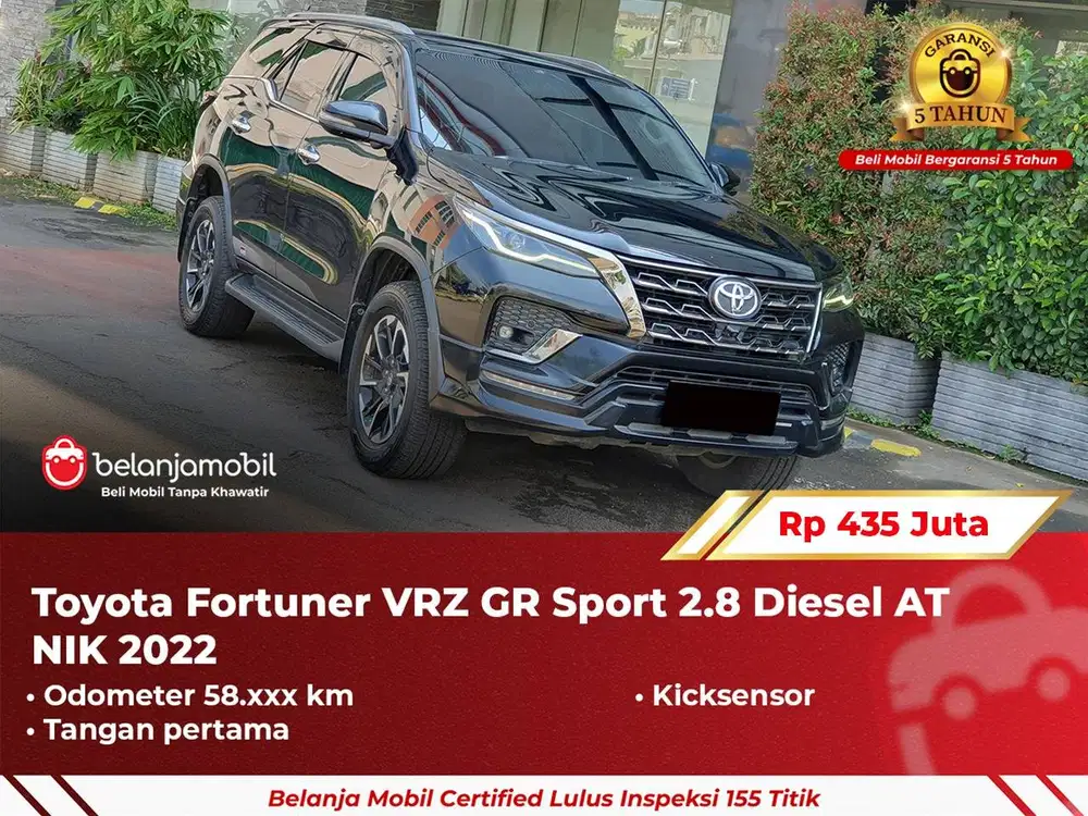 [ GARANSI 5TH ] Toyota Fortuner VRZ GR Sport Kicksensor 2022/2023
