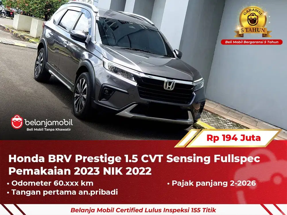 [ GARANSI 5TH ] Honda BRV BR-V BR V Prestige 1.5 CVT AT 2022 2023
