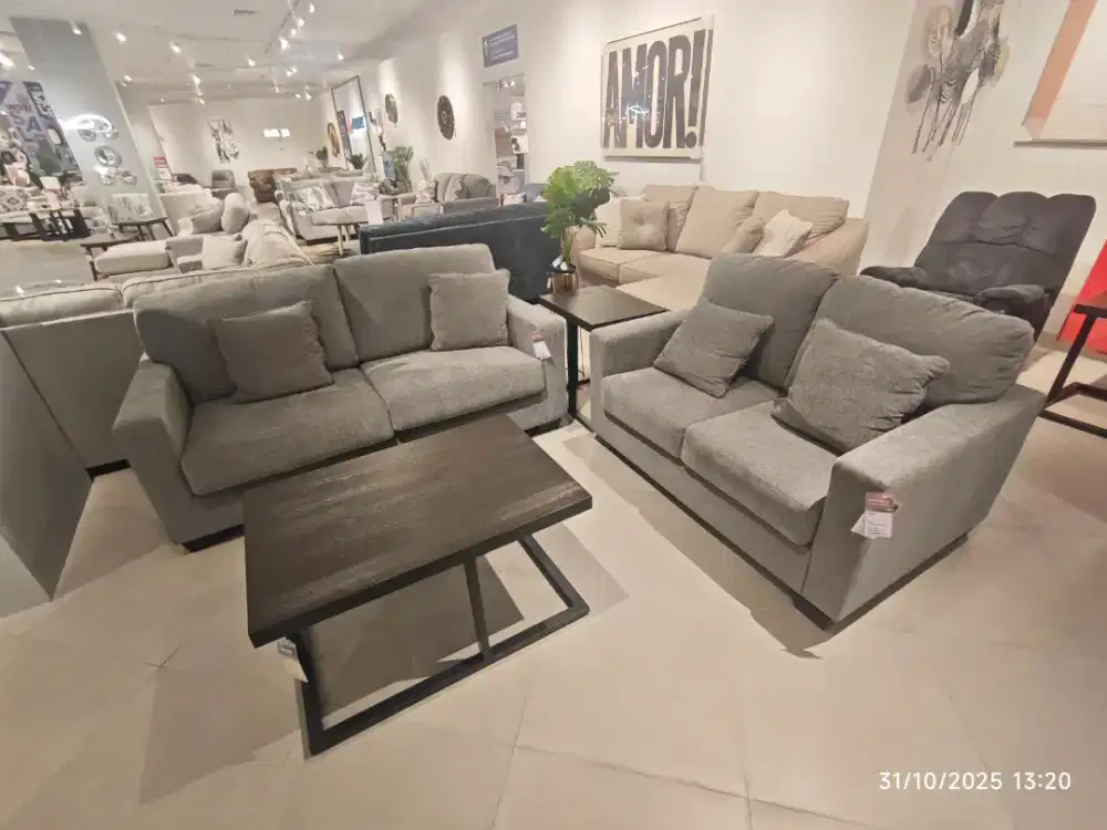 Ashley Bavello-8 Set Sofa Fabric 2 & 3 Seater | Abu - Abu