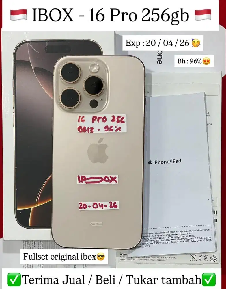 Iphone 16 Pro 256 Gb Desert Titanium Resmi Ibox Garansi panjang