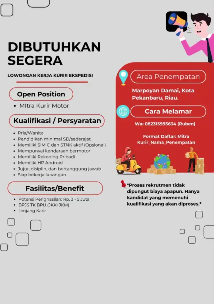 Dibutuhkan Segera Loker Kurir Ekspedisi