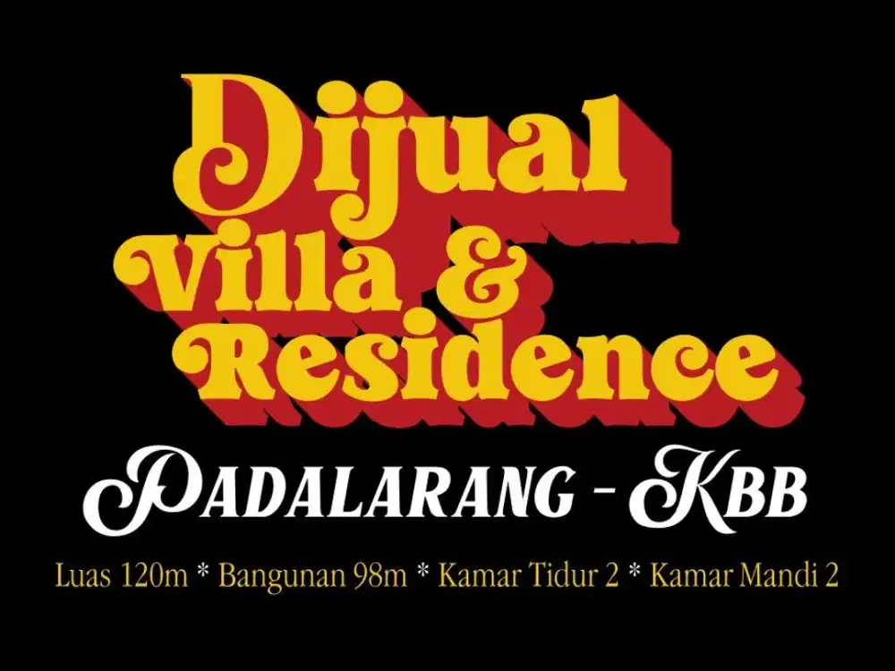 JUAL RUMAH VILLA BARU, PADALARANG, BANDUNG BARAT, KOTA BARU PARAHYANGAN,