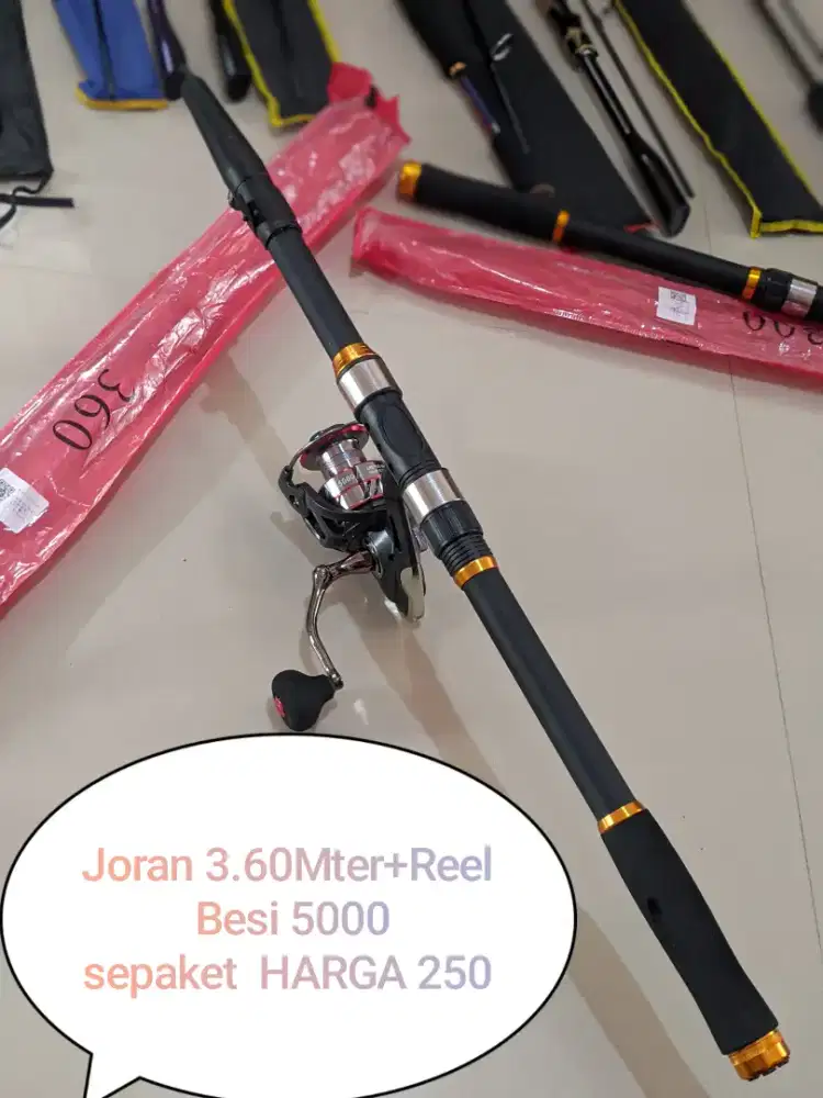 Joran Pancing 3.60 Meter + Reel besi 5000 BARU