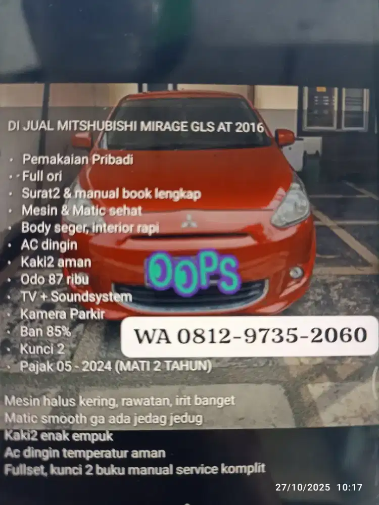 Mitsubishi Mirage 2016 Bensin