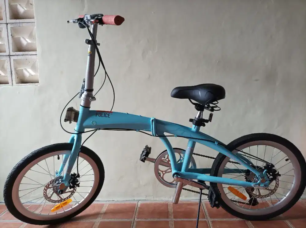 Sepeda Lipat Folding 16 20 Inch Element Police Milan Blue Pastel