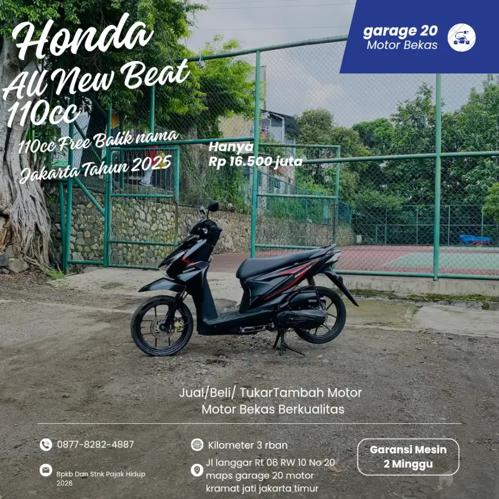 Honda All New Beat 110cc Pgm_Fi Free Balik nama Tahun 2025 Pajak On